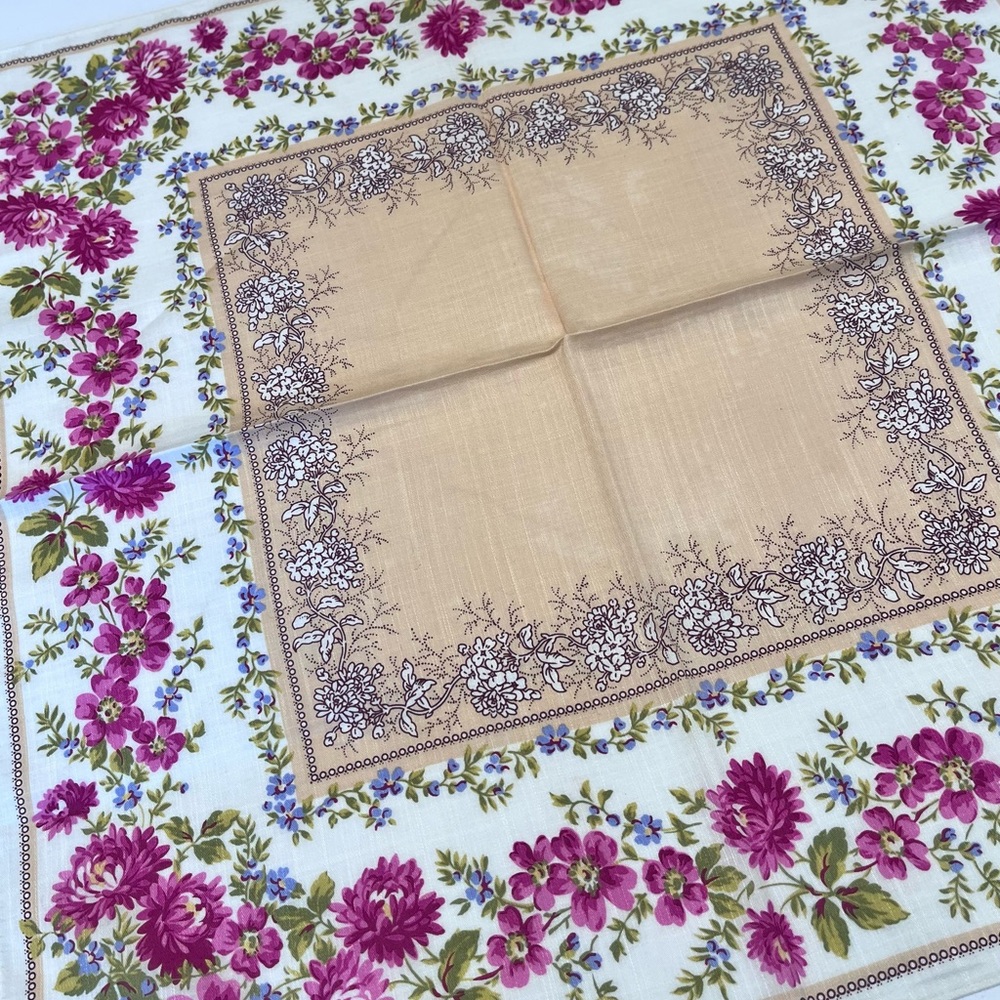 Handkerchief VTG Ralph Lauren Mini Scarf Women Floral Cotton Pocket Square 19.5 - Picture 9 of 11